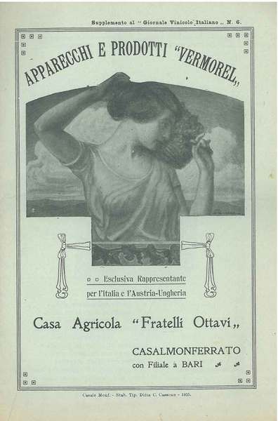 Apparecchi e prodotti "Vermorel". Casa agricola "Fratelli Ottavi". (Pubblicità di …
