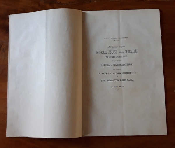 All'Egregia Signora Adele Musi Ved. Tusini per le ben augurate …