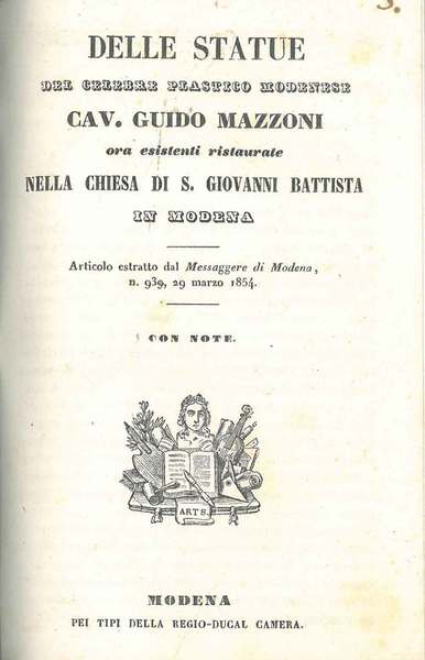 Delle statue del celebre plastico modenese Cav. Guido Mazzoni ora …