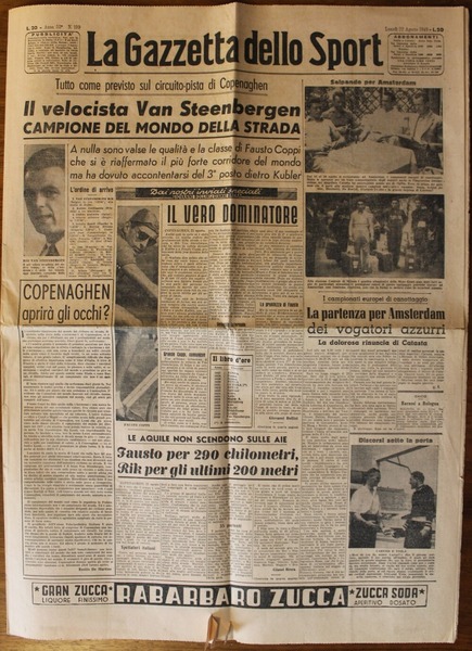 Gazzetta dello Sport. Anno 53° N. 199, 22 Agosto 1949. …