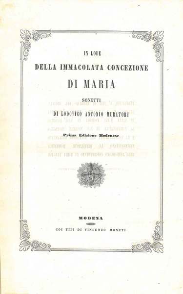 In lode della Immacolata Concezione di Maria. Sonetti. Prima edizione …