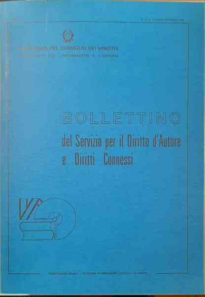 Bollettino del Servizio per il Diritto d'Autore e Diritti Connessi