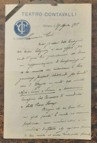 Lettera listata a lutto, manoscritta e firmata, su carta intestata …