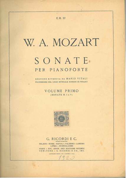 Sonate per pianoforte. Volume primo, sonate da 1 a 9