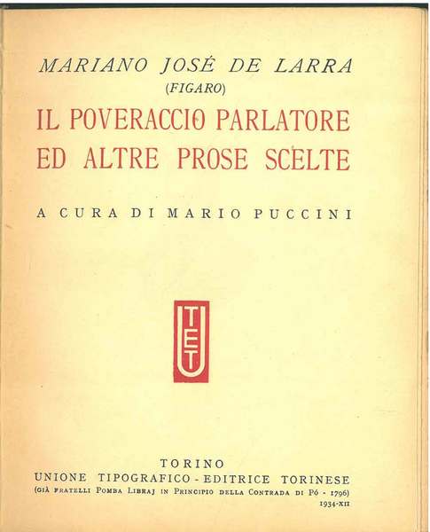 Il poveraccio parlatore ed altre prose scelte A cura di …