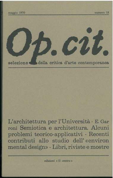 Op. cit. Rivista quadrimestrale di selezione della critica d'arte contemporanea. …