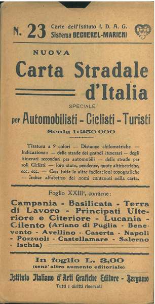 Nuova carta stradale d'Italia, speciale per automobilisti, ciclisti, turisti. Scala …
