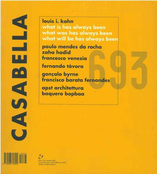 Casabella Rivista internazionale di architettura; International Architectural Review, Ottobre 2001, …