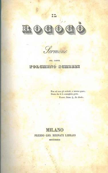Il Rococò. Sermone