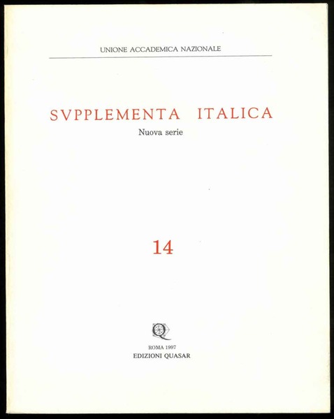 Supplementa italica. Nuova serie n. 14. Indici dei volumi 8-13.