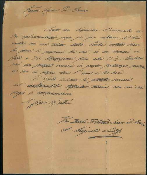 Lettera su foglio piegato a metà inviata al marchese Antonio …