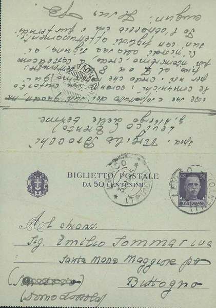 Biglietto postale viaggiato "Levico (Trento), 30.8.43"