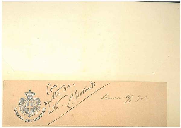 Cartoncino con allegato foglio intestato: "Camera dei Deputati" con firma …