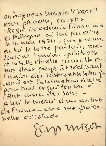 Foglio bianco senza data con 16 righe autografe e firmate …