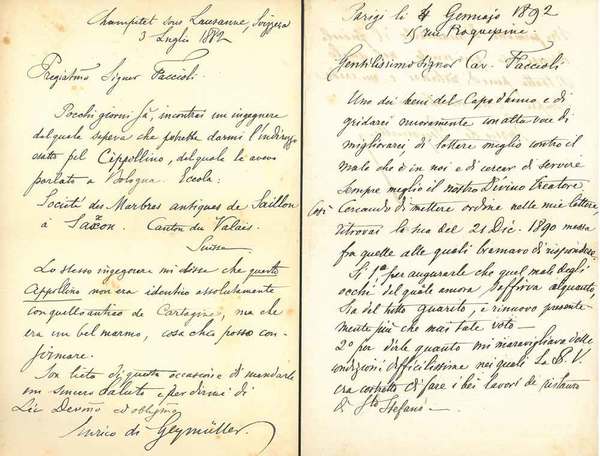 2 lettere rispettivamente del 4 gennaio 1892 e 3 luglio …