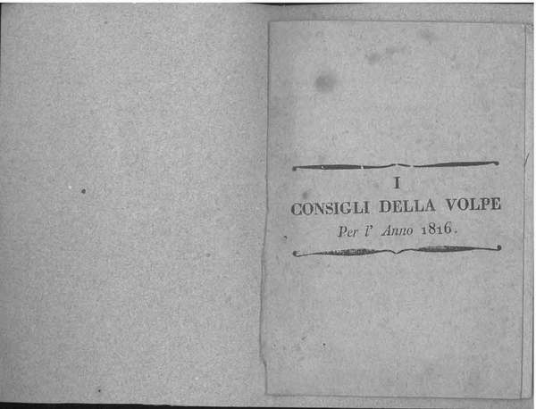 I consigli della volpe per l'anno 1816