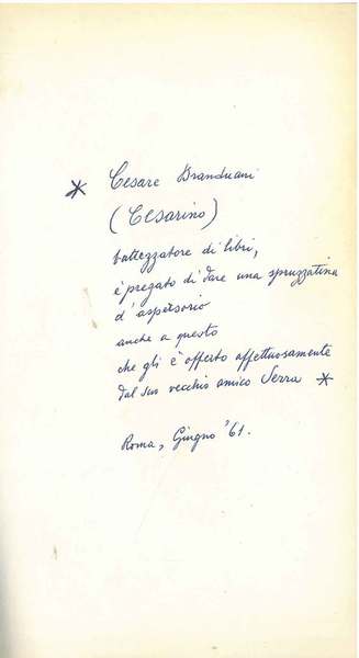 Foglietto con data: "Roma, giugno '61"