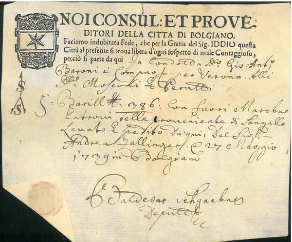 Noi Consul: et proveditori della città di Bolgiano faciamo indubitata …