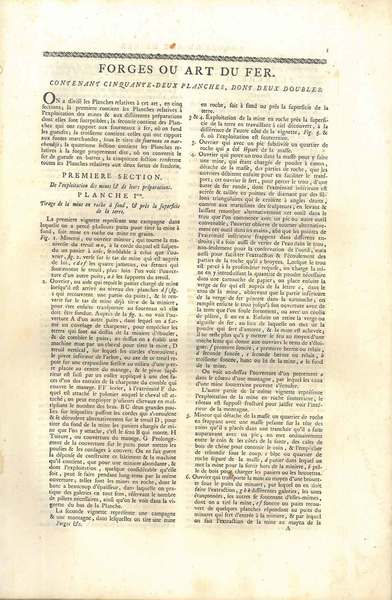 Encyclopedie. Forges ou art du fer contenant cinquante-deux planches, dont …