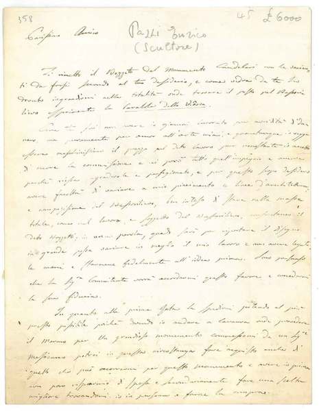 Lunga lettera manoscritta ed autografa di 40 righe, con il …