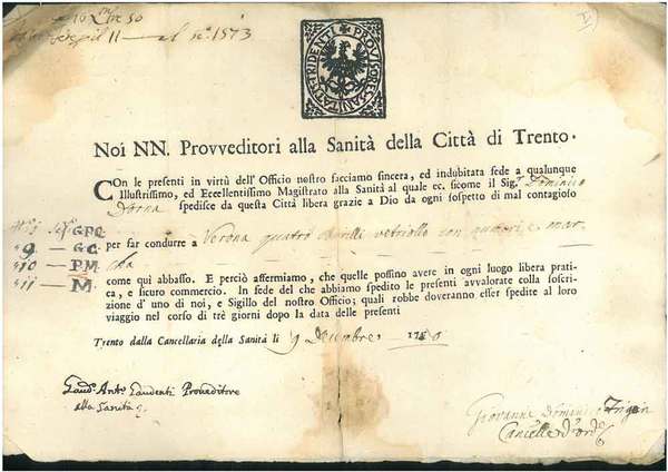 Noi NN provveditori alla sanità della Città di Trento con …