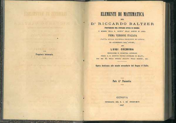 Elementi di matematica. Parte 4°: Planimetria, Parte 5°: Stereometria; Parte …