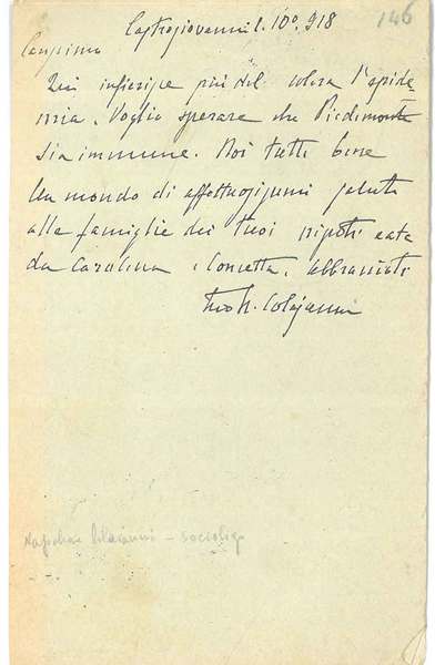 Cartolina postale viaggiata, datata 2-10-18