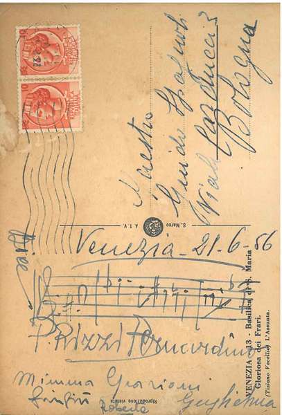 Cartolina illustrata a colori, viaggiata: "Venezia, 21.VI.56"