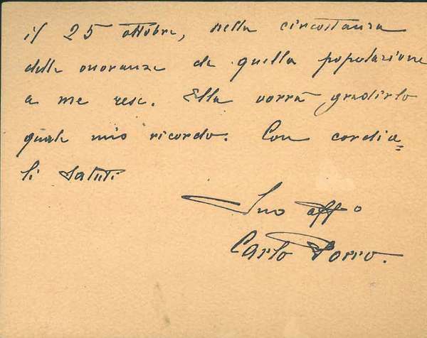 Biglietto intestato "Senato del Regno" e datato "28 - XI …