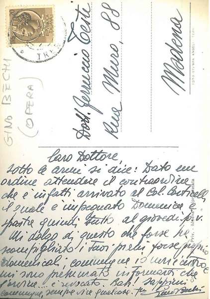 Cartolina illustrata di Moena di Fassa inviata a Ferruccio Testi