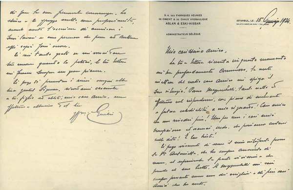 2 lettere su carta intestata: "Comm. Giulio Mongeri, Rappresentante per …