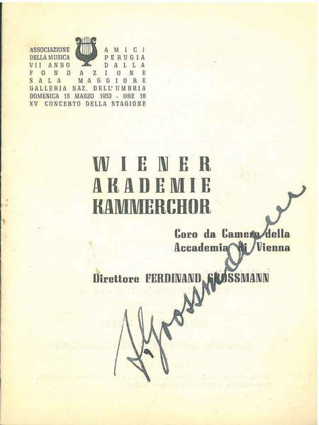 Firma autografa di Grossmann alla copertina del programma di sala …