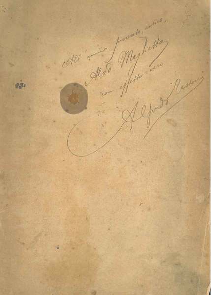 Dedica di 3 righe autografe e firmate da Testoni, su …