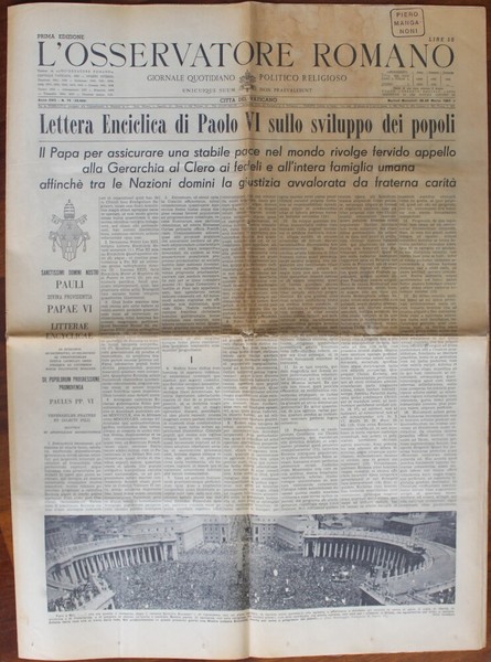 Osservatore Romano. Enciclica di Paolo VI