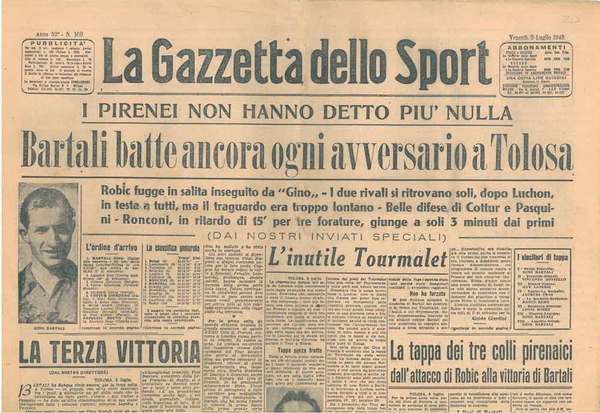 La Gazzetta dello Sport. Anno 52°, n. 160 del9 luglio …