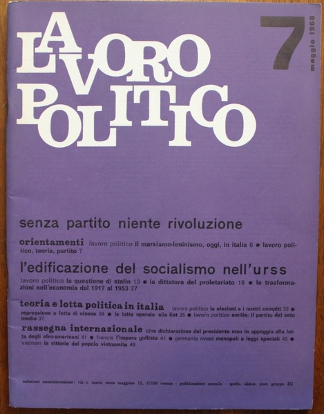 Lavoro politico. N. 7, maggio 1968