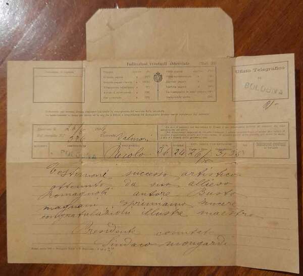 Telegramma del sindaco di Riolo (Terme) al Prof. Enrico Barberi …