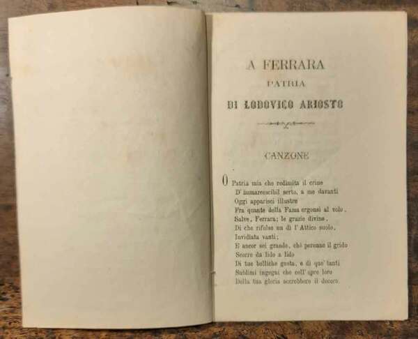 A Ferrara patria di Lodovico Ariosto. Canzone