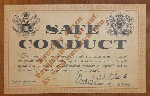 "Safe conduct.The soldier who carries this safe conduct is using …