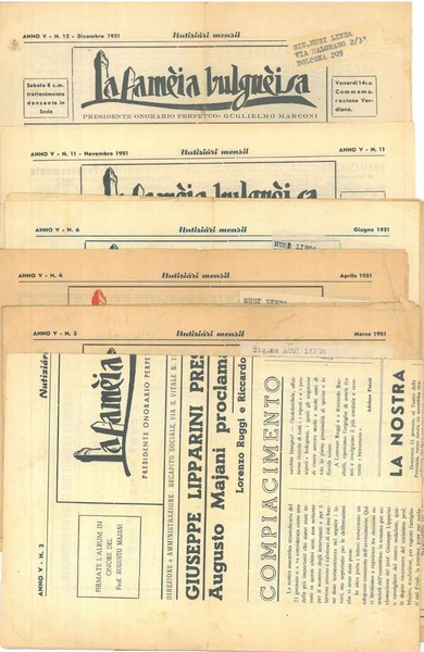 La famèia bulgnèisa. Nutiziari mensil. Anno quinto. Annata completa