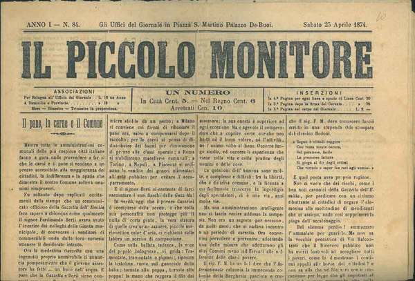 Il piccolo Monitore. Anno I, 25 Aprile 1874. N. 84