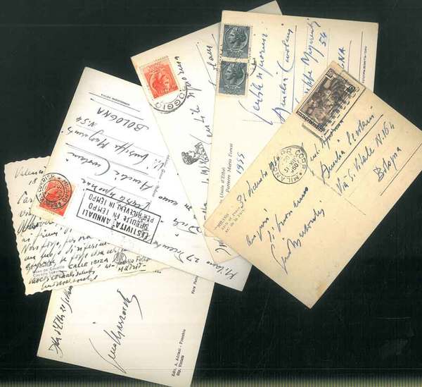Sei cartoline anni 50 con saluti e firma autografa del …