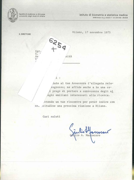 Lettera dattiloscritta di 7 righe con firma autografa in data …