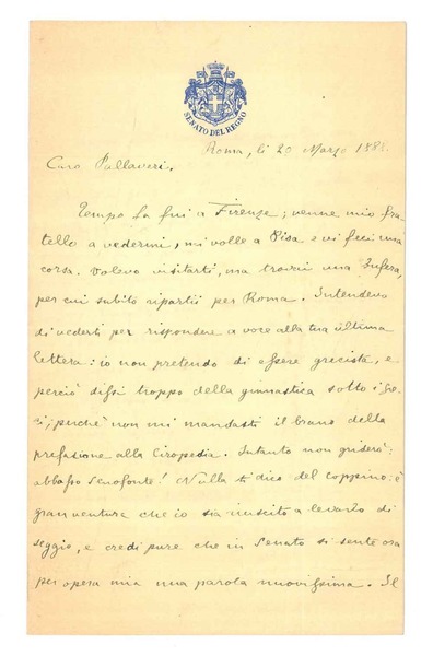 Lettera di 26 righe manoscritte su due facciate su carta …