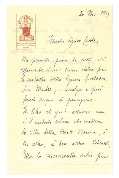 Cortese testo di 17 righe manoscritte su carta intestata con …