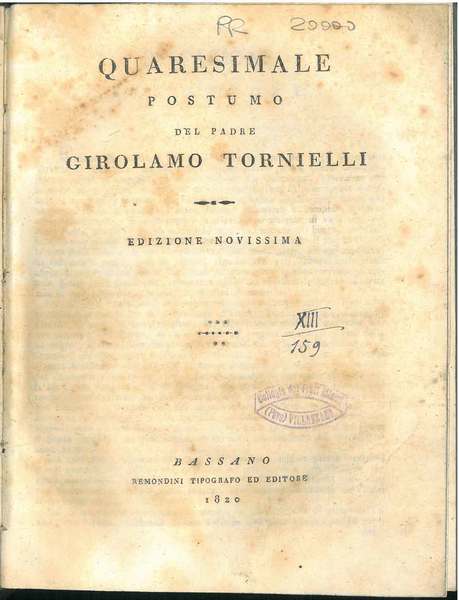 Quaresimale postumo del padre Girolamo Trombelli. Edizione novissima