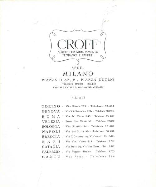 Per i vostri acquisti abbiate fiducia nei tipi Croff. Croff, …