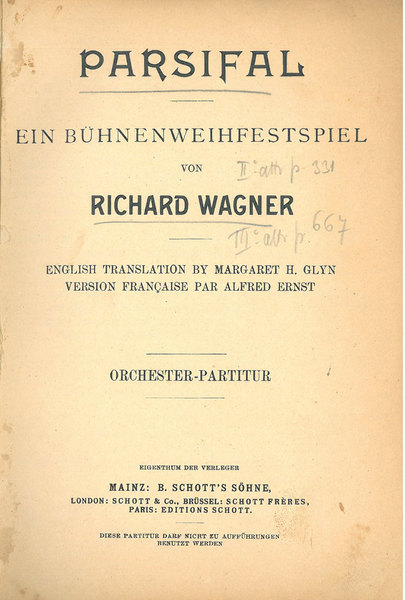 Parsifal. Ein Buhnenweihfestspiel von Richard Wagner. Orchester - Partitur English …