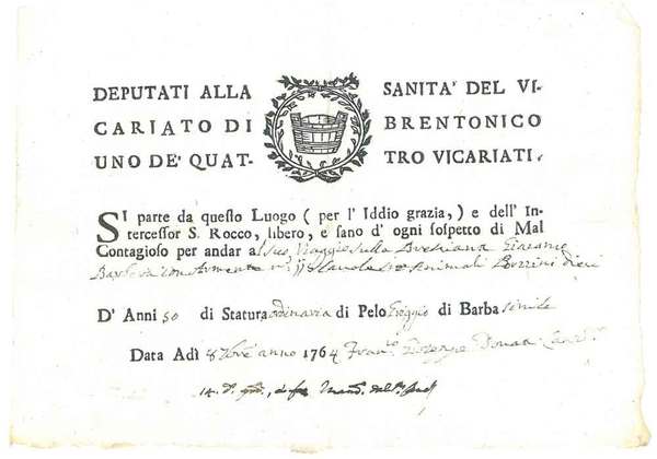 Deputati alla Sanità del Vicariato di Brentonico uno dè quattro …