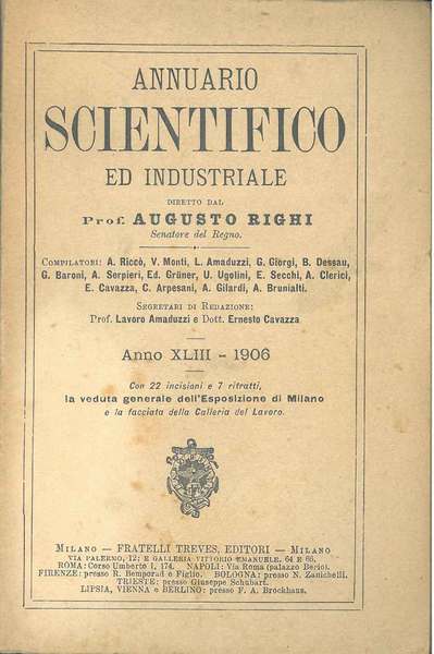 Annuario scientifico ed industriale diretto dal Prof. Augusto Righi. Anno …